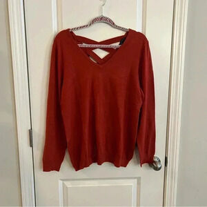 Love Ellie sweater S crisscross back burnt orange fall colorway STITCH FIX